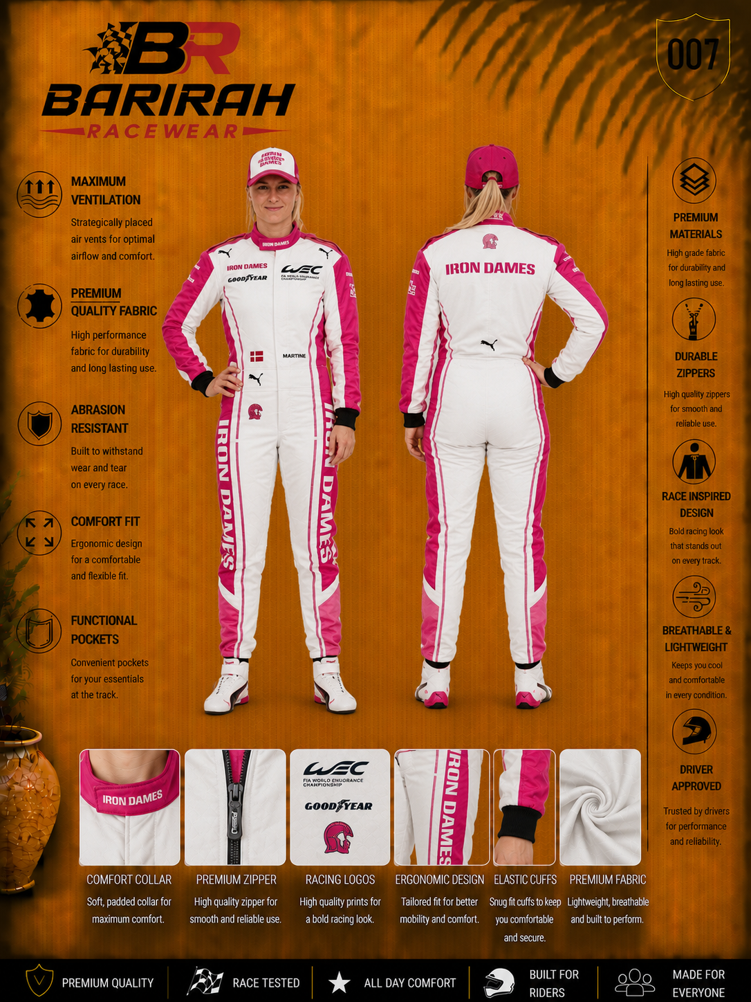 Iron Dames Go-Kart Racing Suit Digital Printed Custom Designed Kart Suit for Kids & Adults