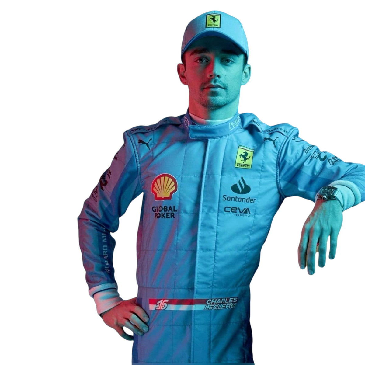 Charles Leclerc 2024 Ferrari Miami GP F1 Race Suit - Barirah Racewear image 1
