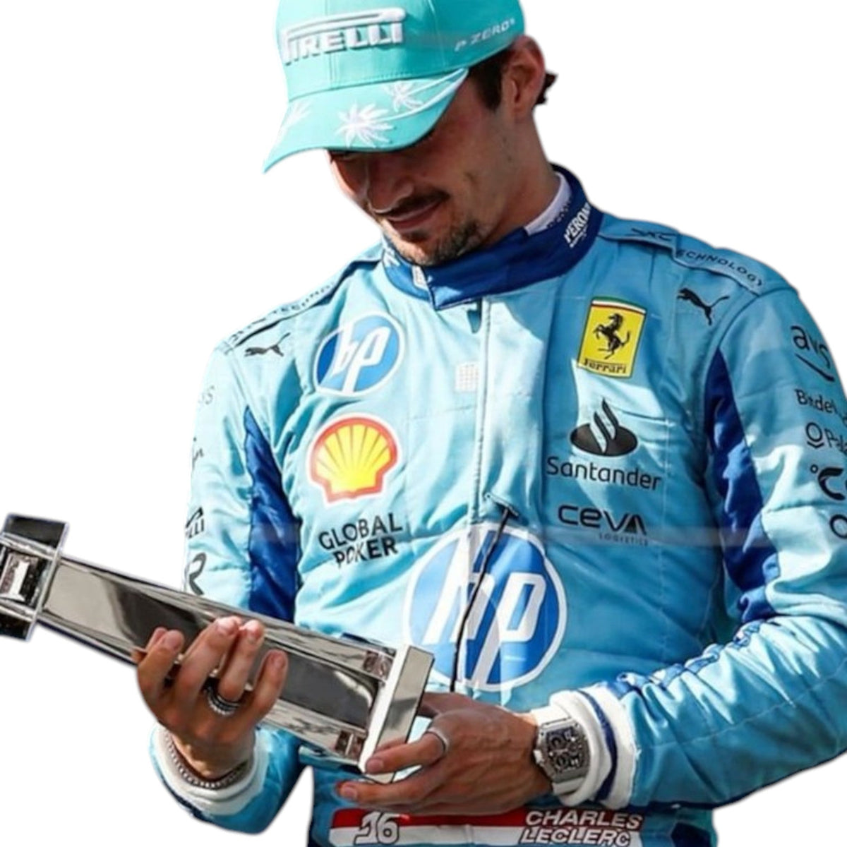 Charles Leclerc 2024 Ferrari Miami GP F1 Race Suit - Barirah Racewear image 2