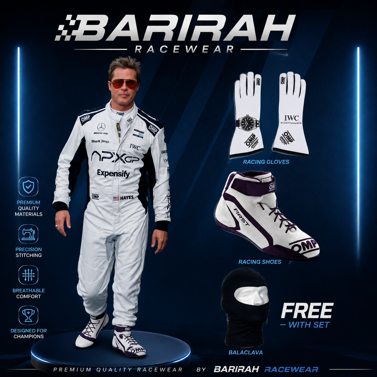 APXGP F1 Racing Suit Package | Complete Motorsport Driver Kit with Racing Suit, OMP Racing Gloves, Racing Shoes & Free Balaclava | Barirah Racewear Premium FIA-Style Race Gear Set