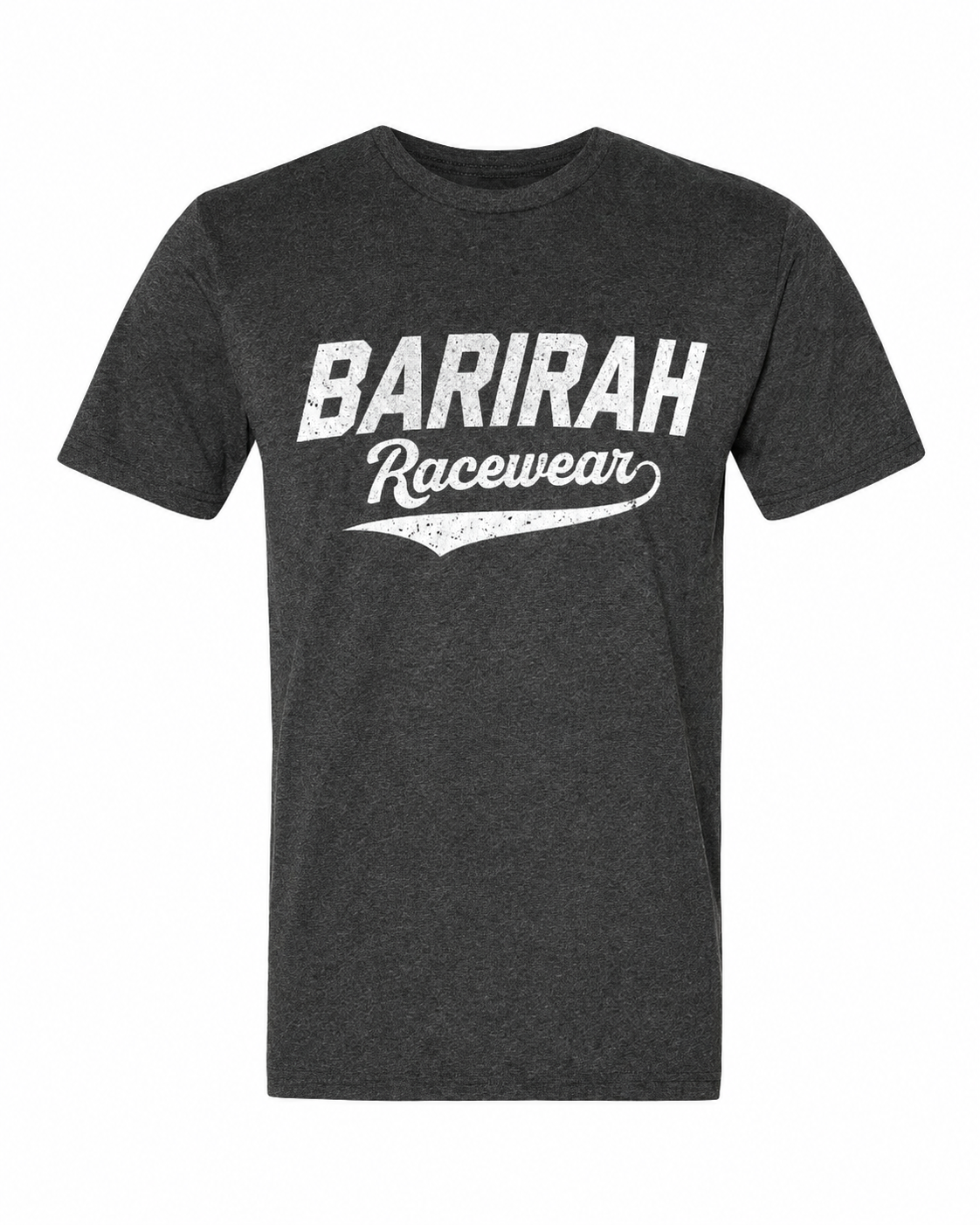 Barirah Racewear Vintage Logo T-Shirt – Charcoal Heather Premium Cotton Tee