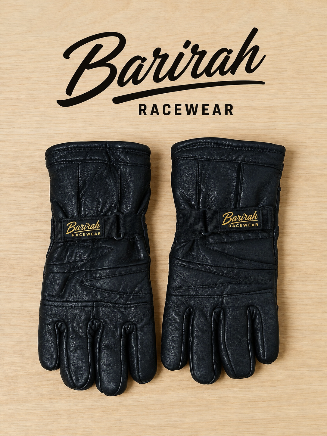 Barirah Racewear Premium Leather Winter Racing Gloves – Windproof & Insulated Black