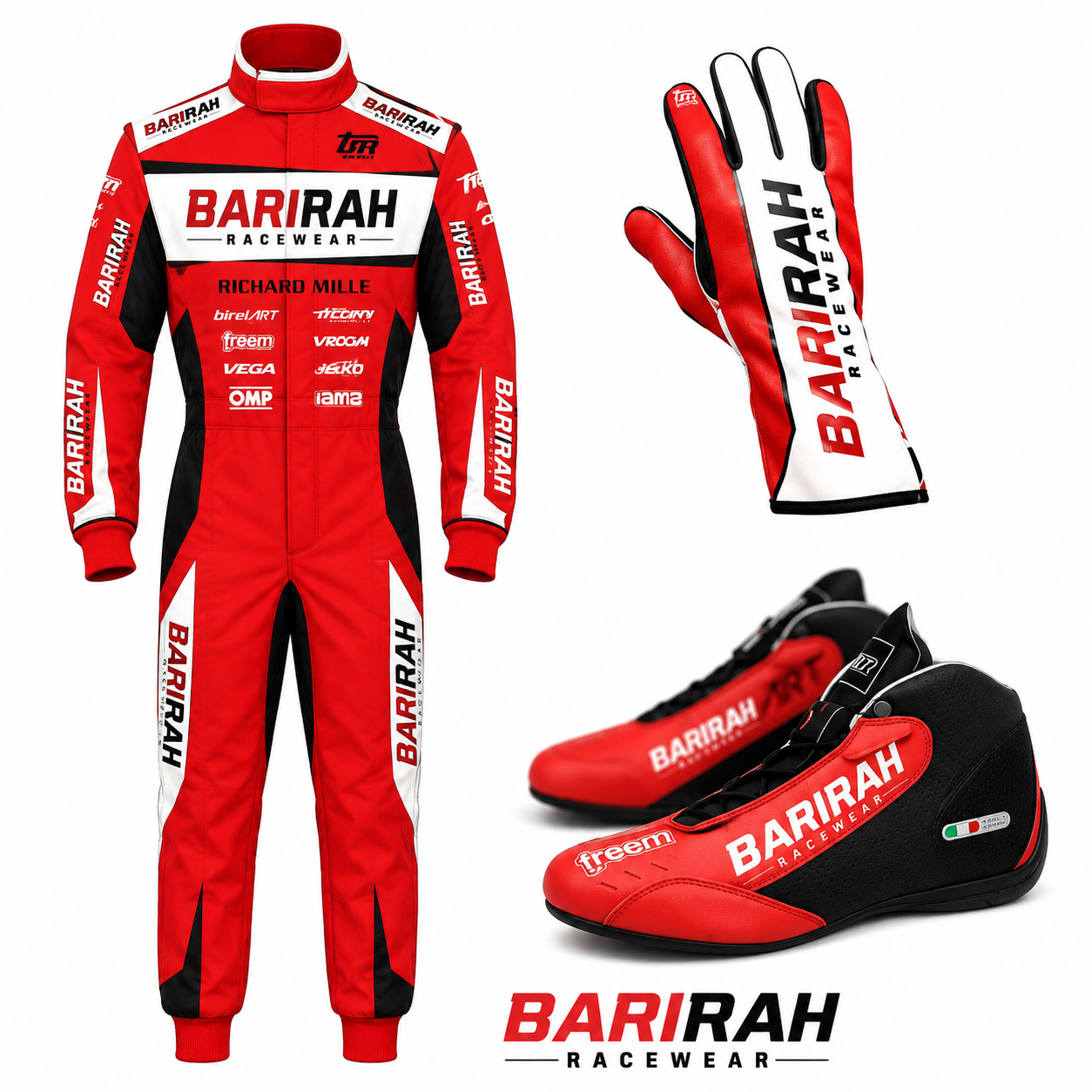 Barirah Racewear Custom Kart Racing Package | Racing Suit, Gloves & Racing Shoes Set