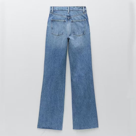 Bohr Women's High-Waisted Wide Leg Blue - Classic 5-Pocket Full