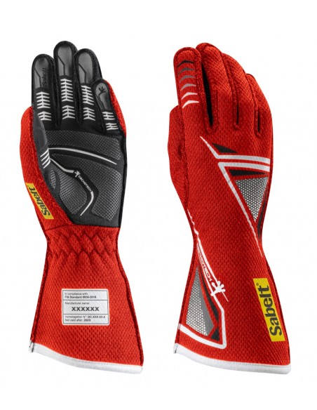 Sabelt Geckotech TG-11 Racing Gloves | Professional FIA-Style Motorsport Driver Gloves | Ultra-Grip Performance Racing Gloves | Black, White & Red