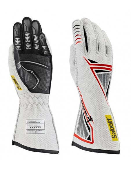 Sabelt Geckotech TG-11 Racing Gloves | Professional FIA-Style Motorsport Driver Gloves | Ultra-Grip Performance Racing Gloves | Black, White & Red