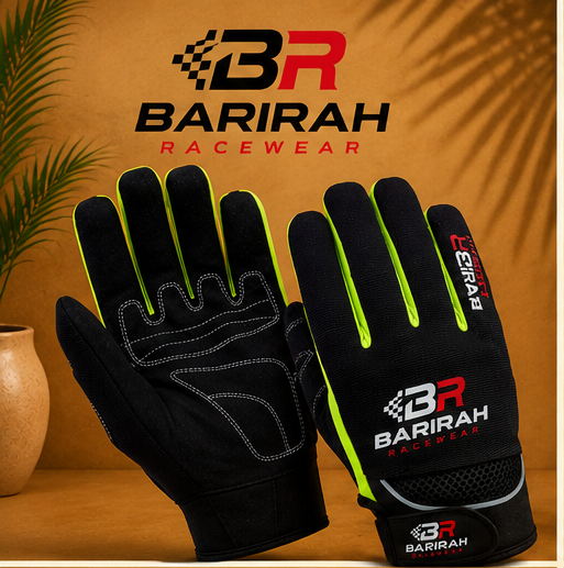 Barirah Racewear Racing Gloves Premium Comfortable Motorcycle Flourosent/Black Gloves
