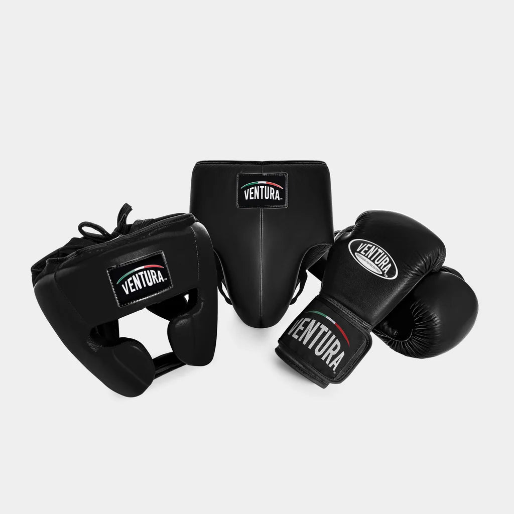 Ventura Boxing Protective Gear Set | Professional Headgear, Boxing Gloves & Groin Guard Kit | Complete Sparring Equipment for Boxing, MMA, Muay Thai & Kickboxing