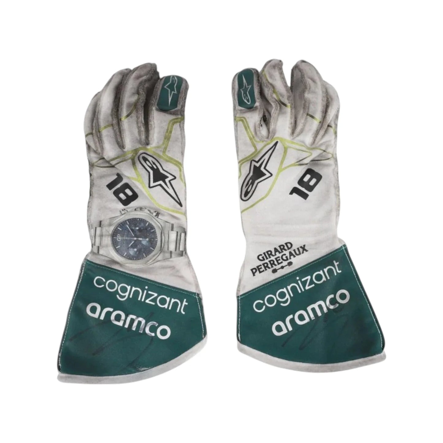 Lance Stroll 2022 Aston Martin Dutch GP F1 Racing Gloves - Barirah Racewear image 1