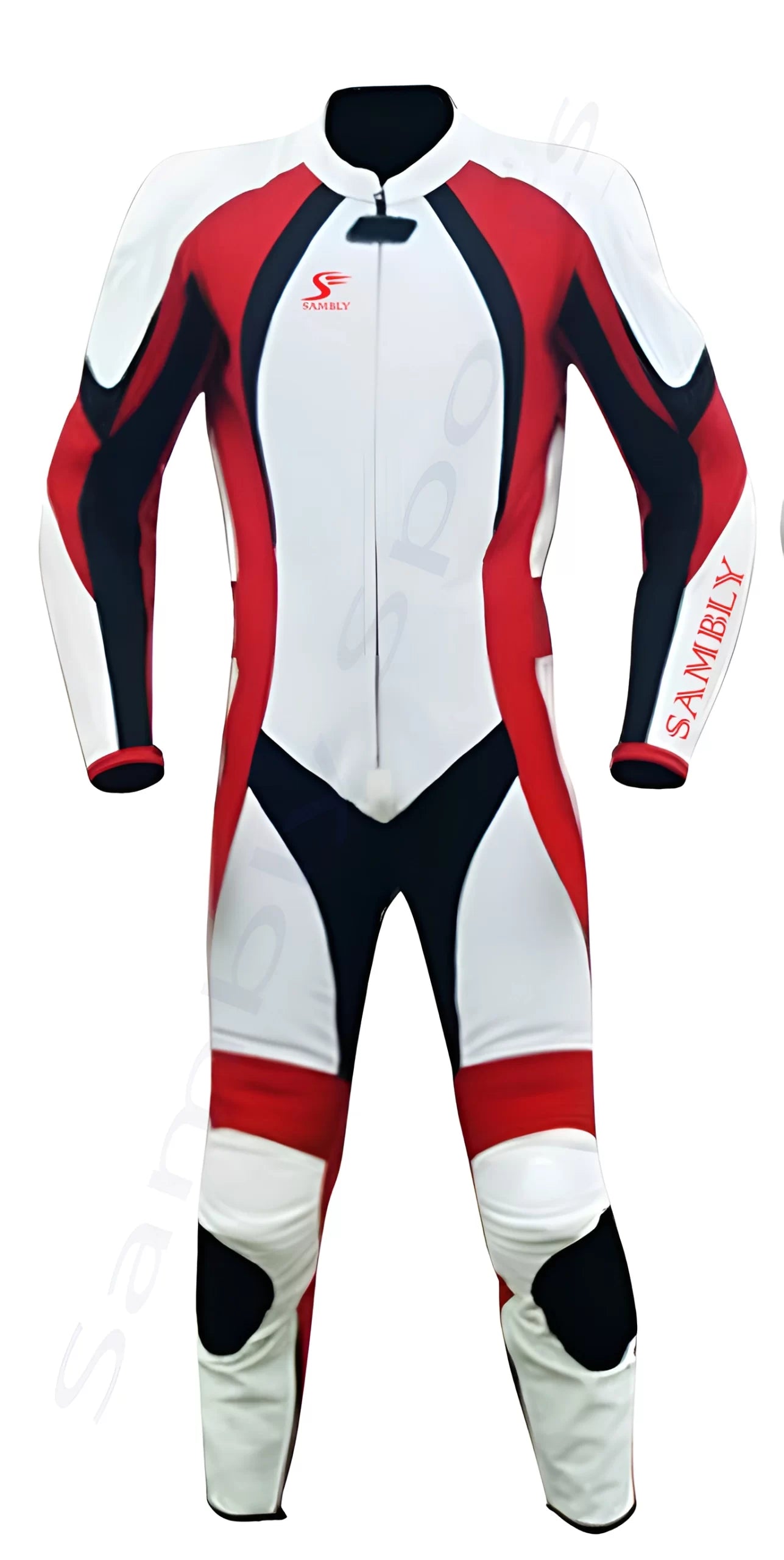 Custom One-Piece Motorcycle Leather Racing Suit | CE Armor Motorbike Track & Street Riding Suit | Premium Performance Riding Gear | White, Red & Black