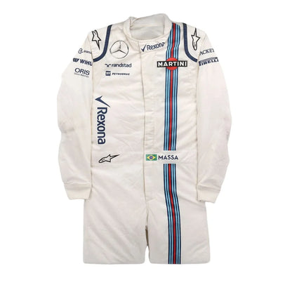Shopify Product Title:**  **Williams Martini Racing 2017 Felipe Massa Formula 1 Race Suit – White Mercedes AMG Petronas F1 Replica Fireproof Racing Suit