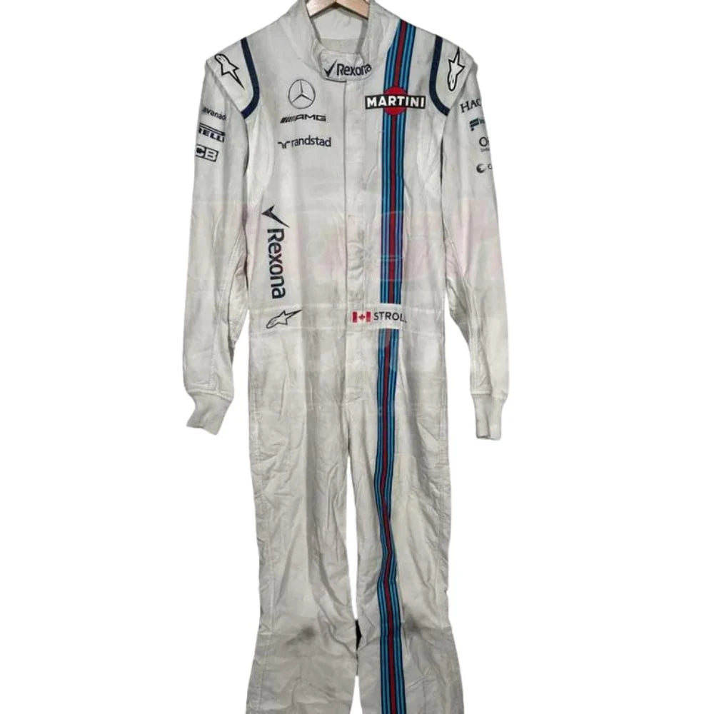 Williams Martini Racing 2017 Lance Stroll Formula 1 Race Suit – White Mercedes AMG Petronas F1 Replica Fireproof Racing Suit
