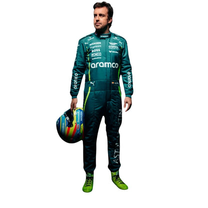 Fernando Alonso Aston Martin Aramco F1 Racing Driver Suit with Helmet – Premium Racing Costume Replica
