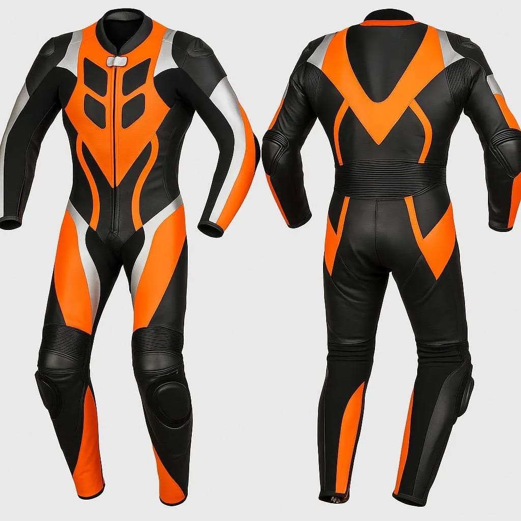 Custom Black & Orange Motorcycle Racing - CE Armored MotoGP Style