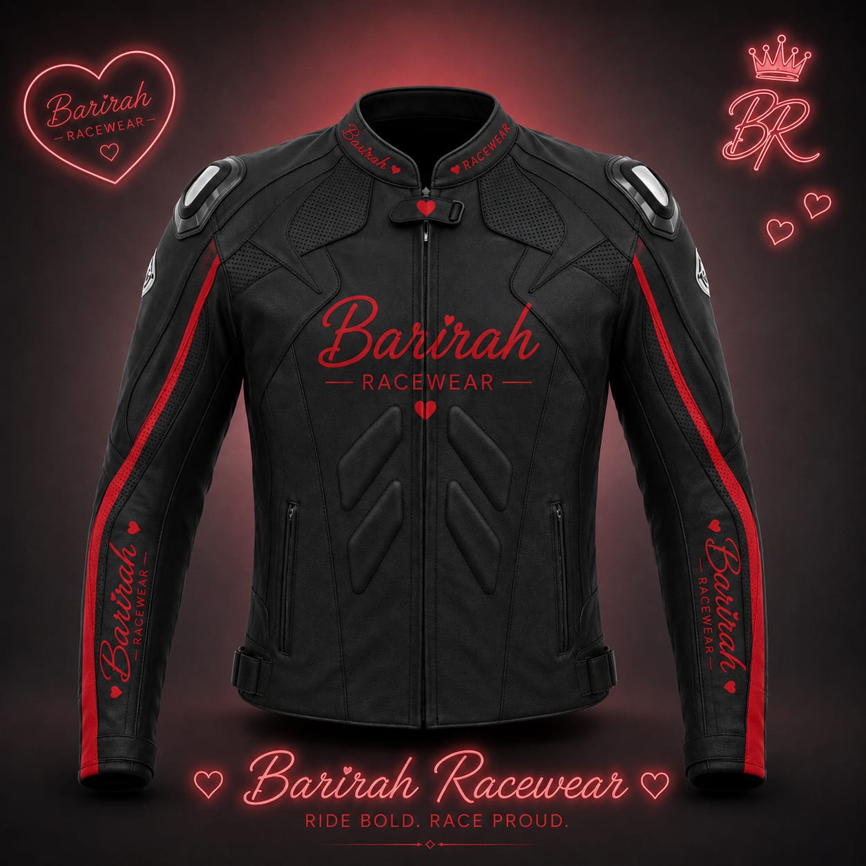 Barirah Racewear Men's Premium Motorcycle Leather Jacket | CE Armor Riding Jacket | Protective Biker Racing Jacket | Black & Red