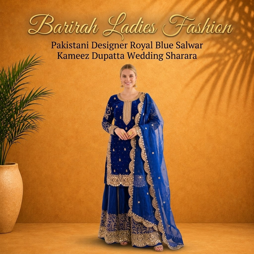 Elegant Royal Blue Pakistani-Style Salwar Kameez
