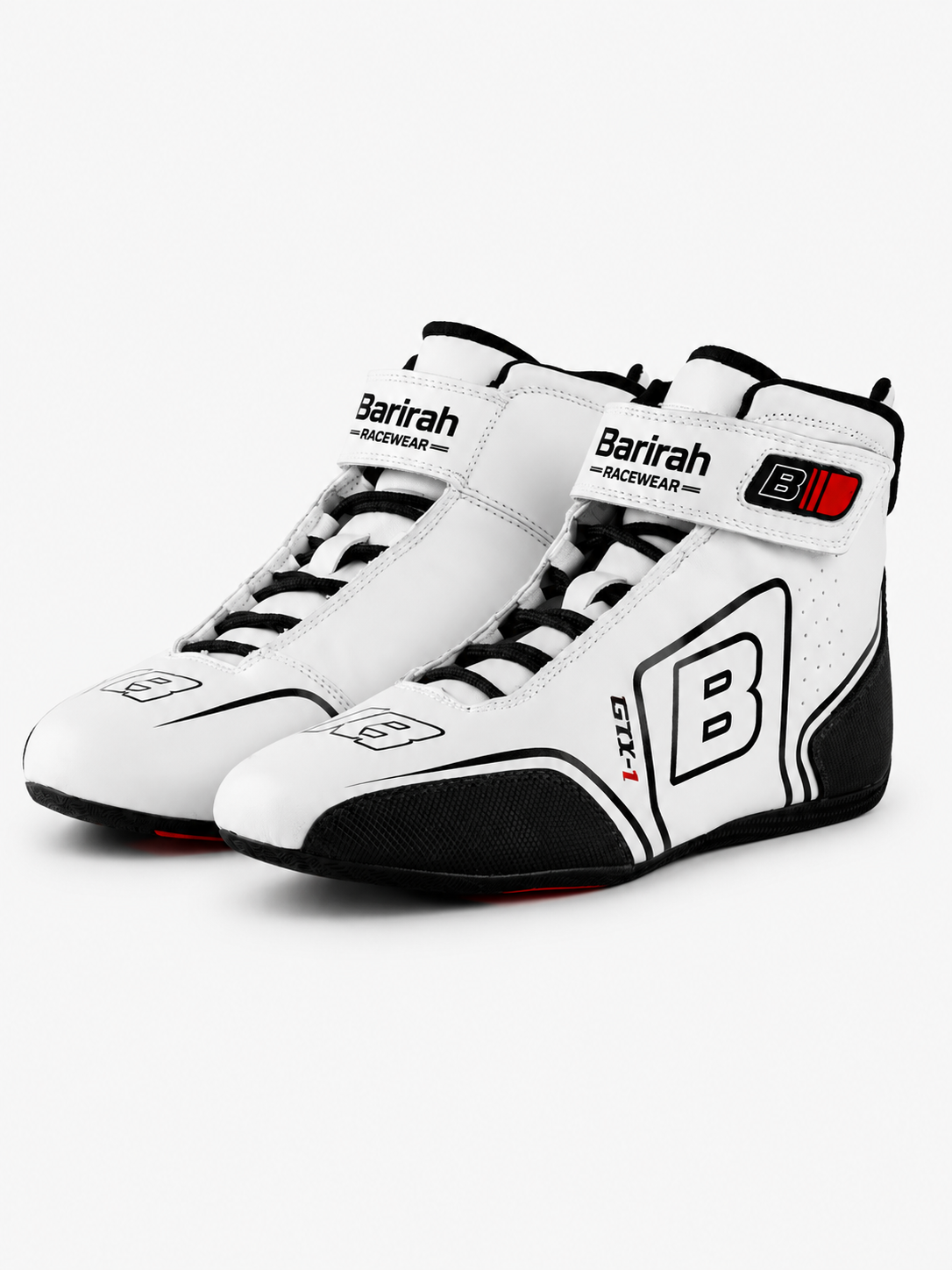 Barirah Racewear Premium Karting Racing Shoes – Professional Motorsport Driving Boots | Lightweight High-Grip Racing Footwear | White/Black