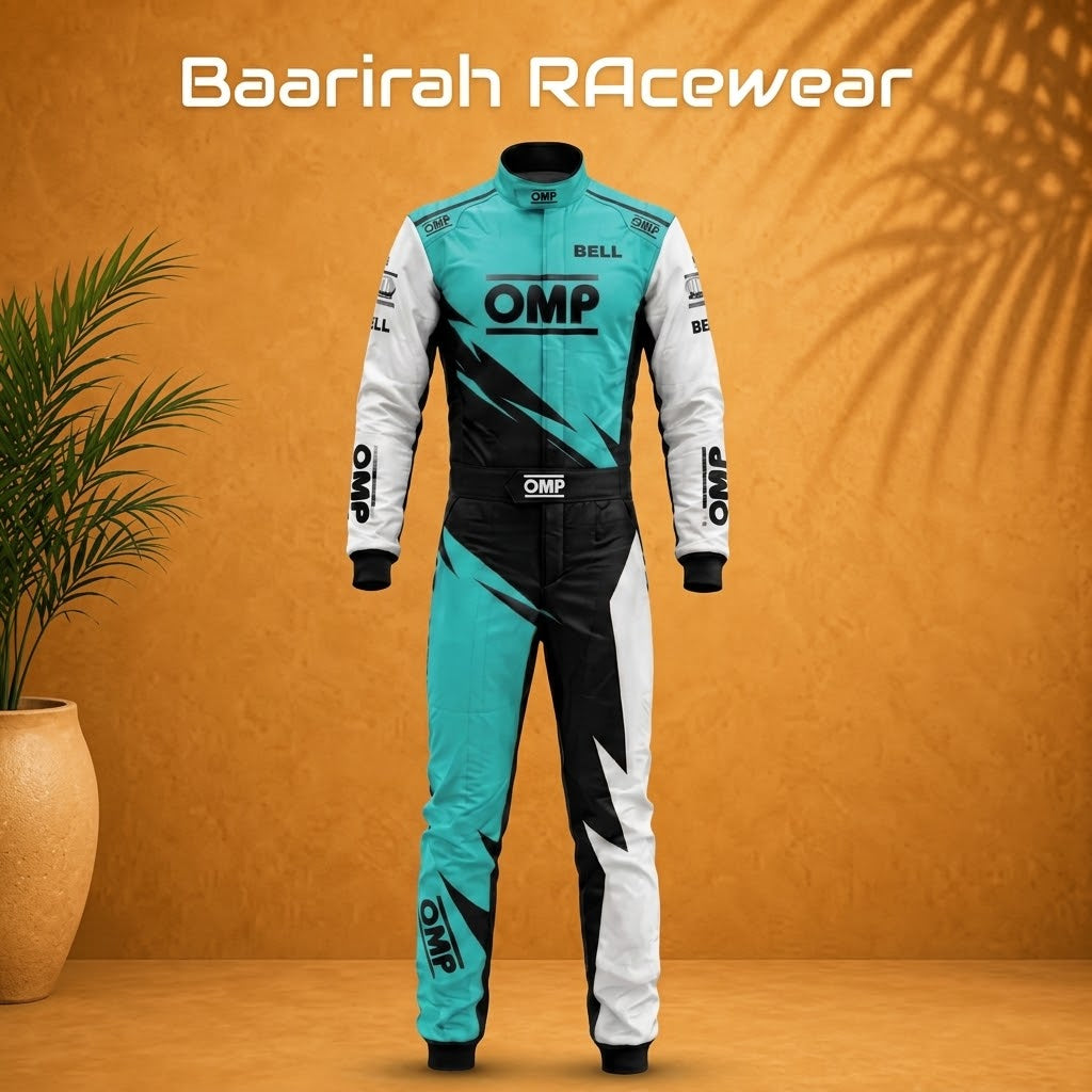 Custom Go-Kart Racing Suit Package | Cyan, White & Black Racewear Set | Barirah Racewear