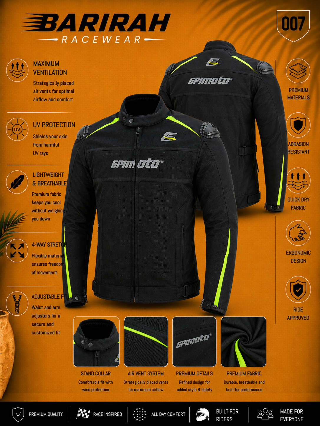 Men’s Premium Summer 4 Pockets Waterproof Motorcycle