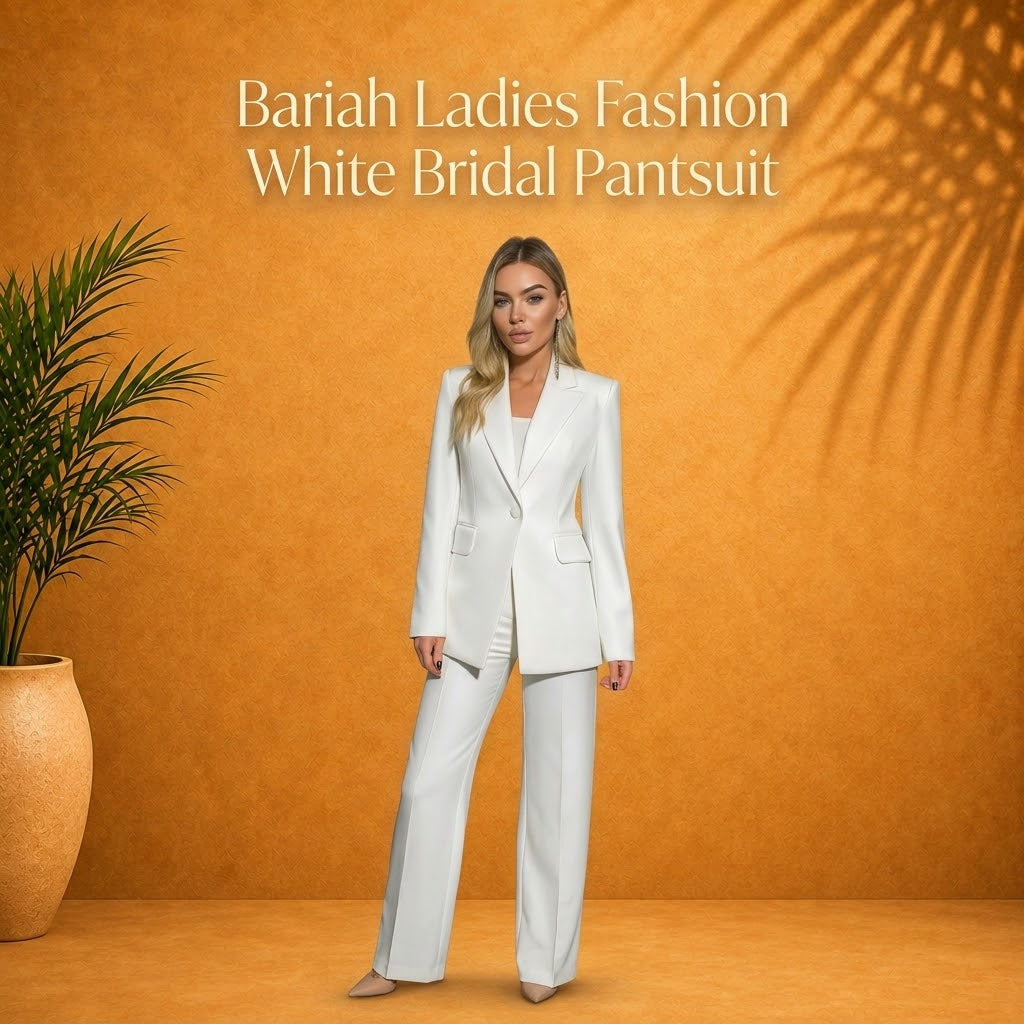 Elegant white bridal pantsuit