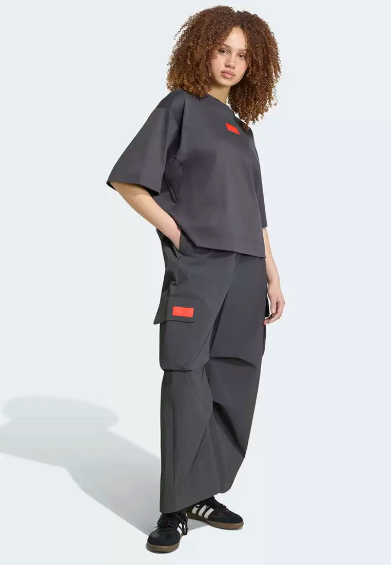Adidas Motorsport Cargo Pants & Oversized T-Shirt Set | Women's Relaxed Fit Performance Outfit | Casual Streetwear Two-Piece Tracksuit
