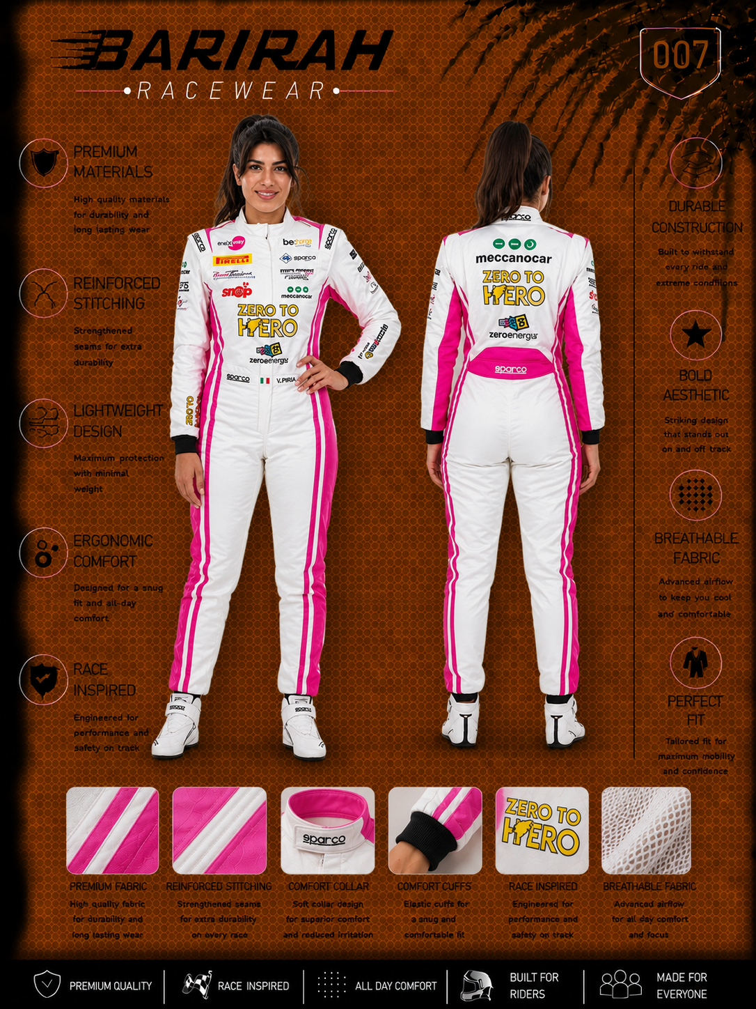 BARIRAH RACEWEAR Go Kart Racing Digital Printed Custom Designed Karting Suit.