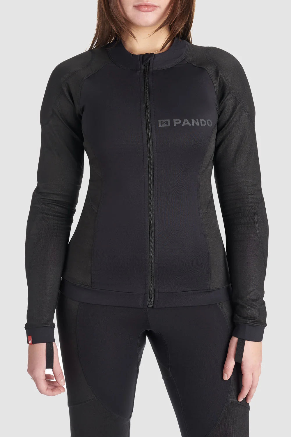 PANDO Moto Women's Armored Base Layer Shirt | Protective Motorcycle Riding Jacket with CE Armor Ready Design | Lightweight Compression Riding Gear | Black