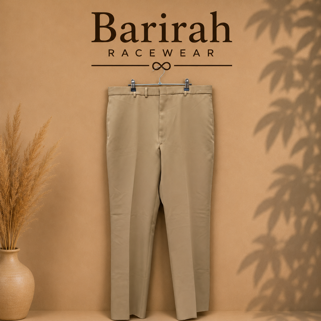 Barirah Racewear Classic Straight-Leg Trousers – Khaki Beige