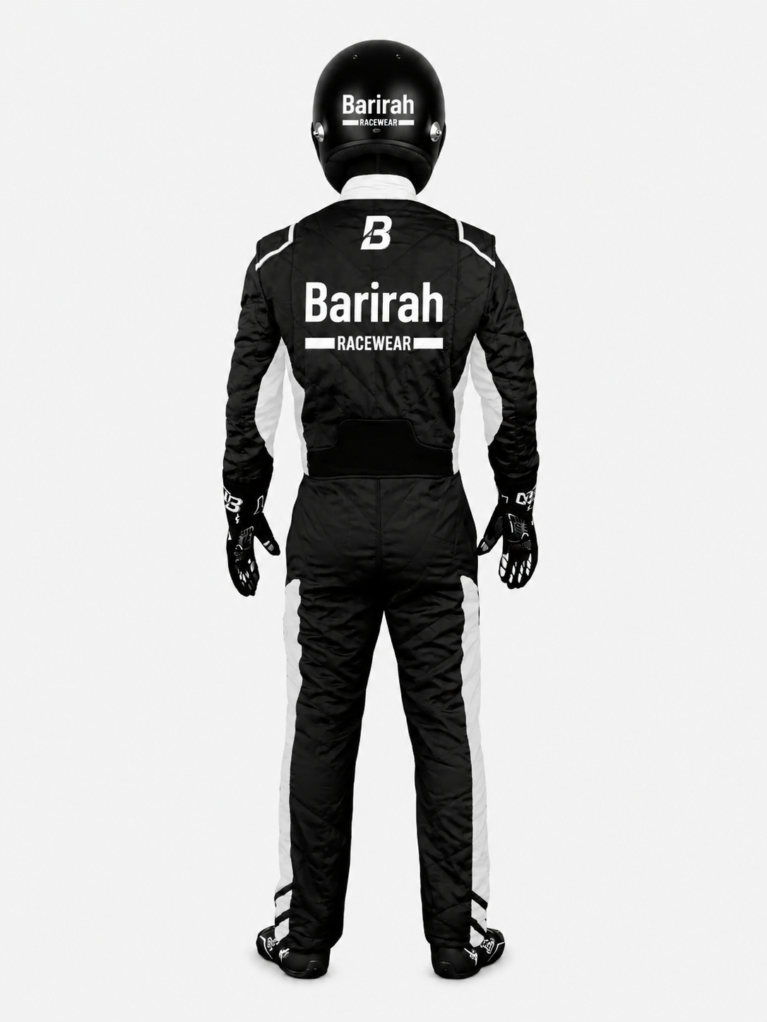 Barirah Racewear Premium Racing Suit – Professional Karting & Motorsport Driving Suit | Lightweight Performance Racing Overall | Black/White