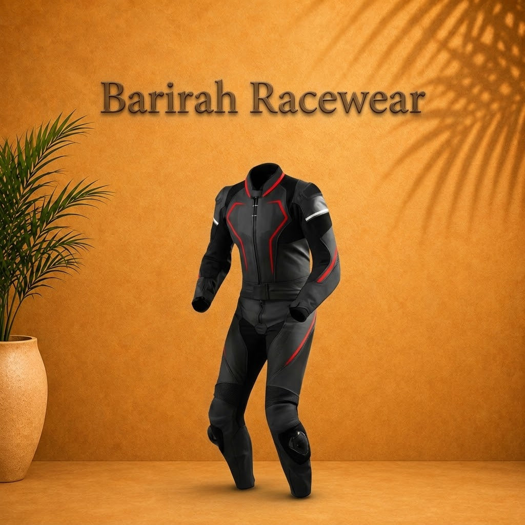 Customized Men’s Black Leather Motorcycle Racing Suit