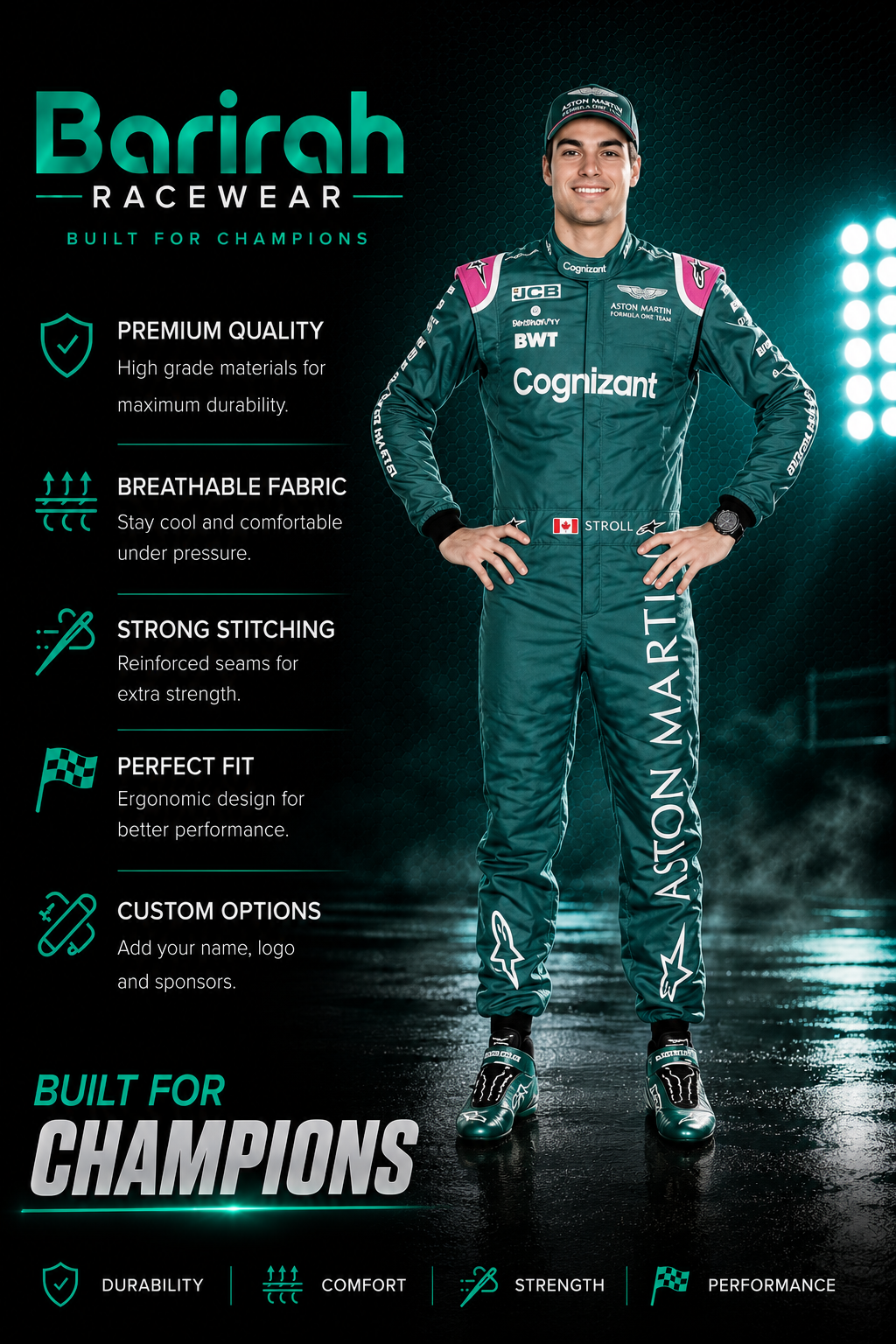 2021 Lance Stroll Aston Martin F1 Race Suit