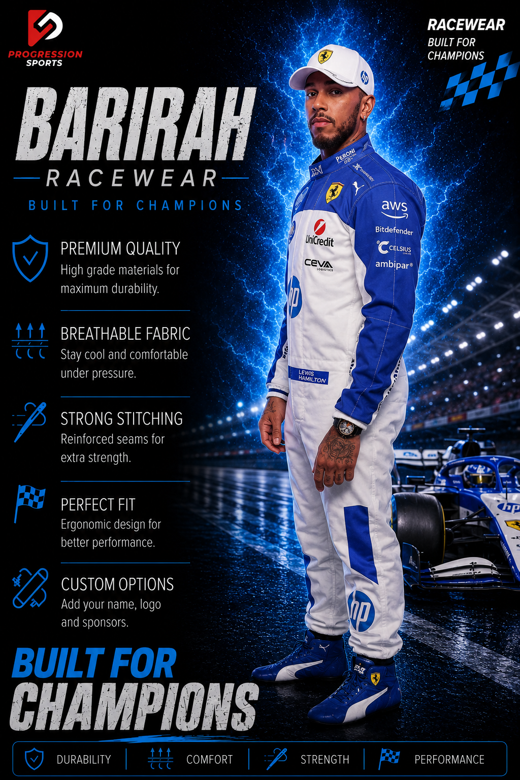 2025 Lewis Hamilton Ferrari Miami GP F1 Race Suit