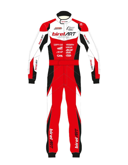 Birel ART Racing Suit 2022 | Professional FIA-Style Kart Racing Overall | Red, White & Black Performance Driver Suit