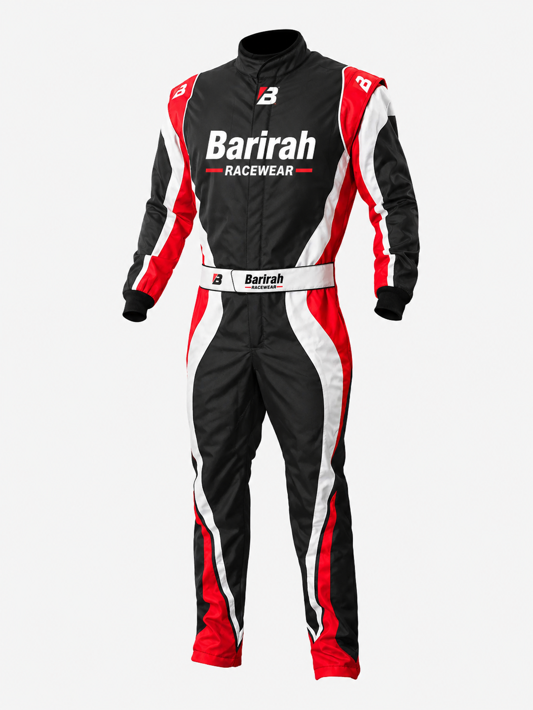 Barirah Racewear Premium Racing Suit – Professional Karting & Motorsport Driving Suit | Lightweight Performance Racing Overall | Black/Red/White