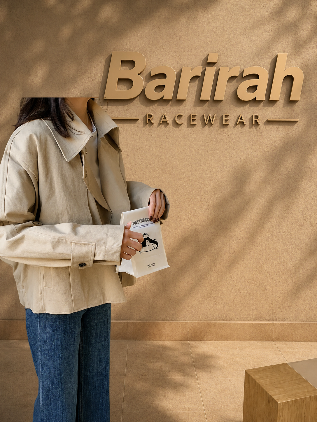 Barirah Racewear Women’s Beige Cropped Trench Jacket – Oversized Casual Lightweight Coat