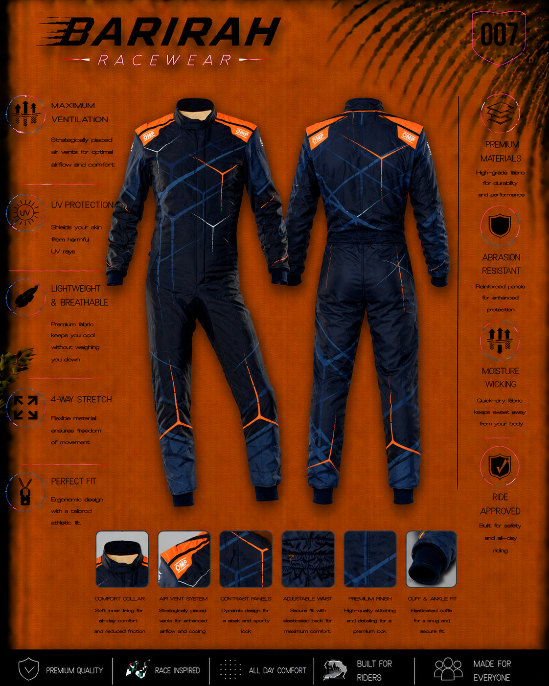 OMP Style Go Kart Racing Suit Digital Printed, Made-to-Measure