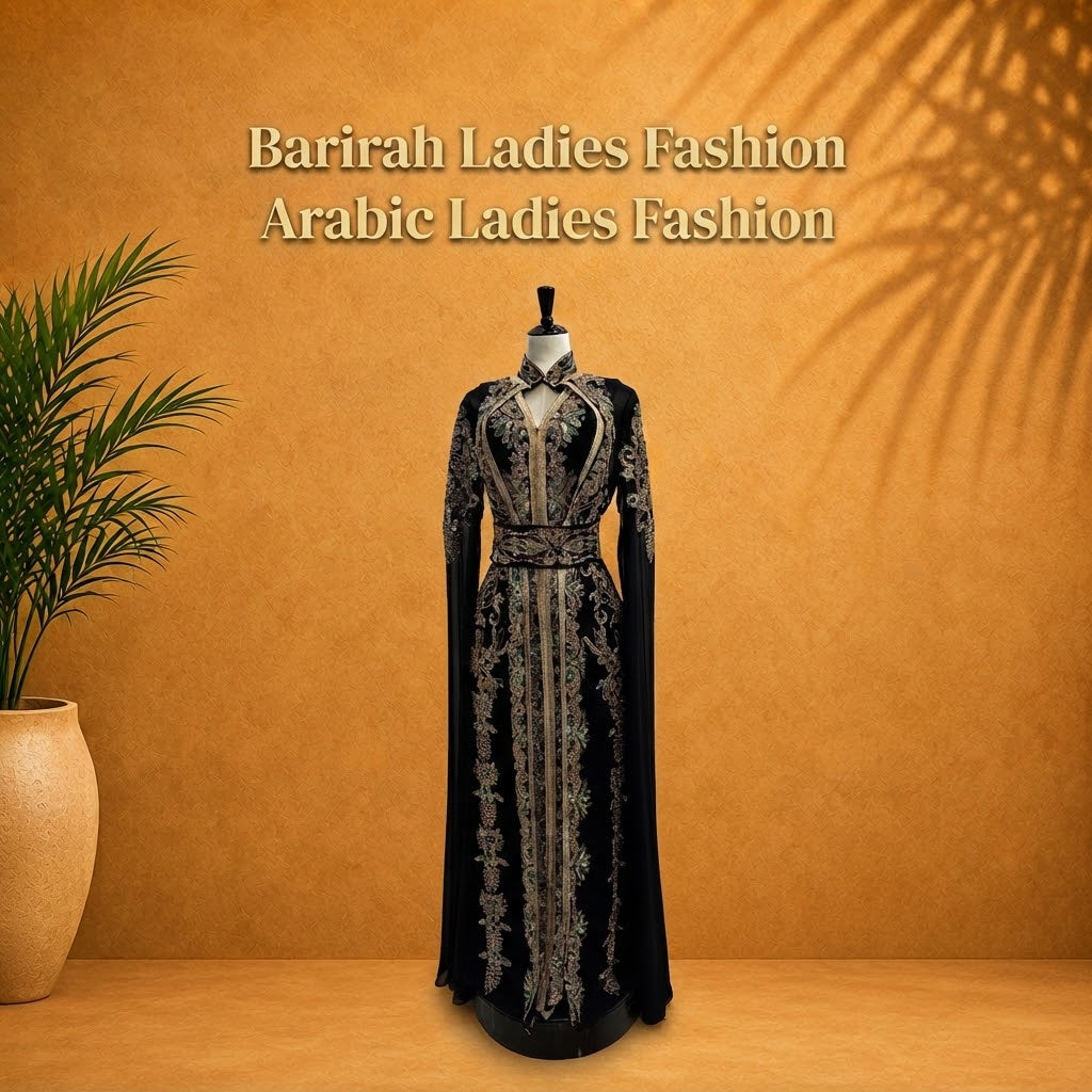 Luxury black Moroccan Bridal Kaftan,