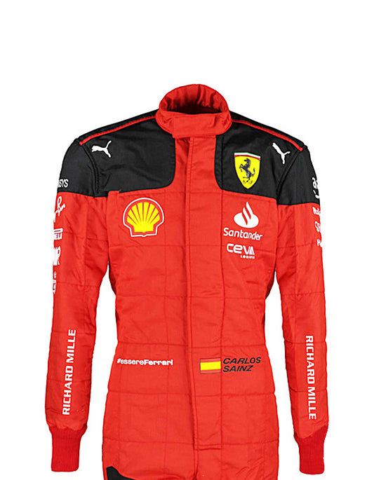 2023 Carlos Sainz Scuderia Ferrari F1 Team Replica Racing Suit | Formula 1 Driver Suit