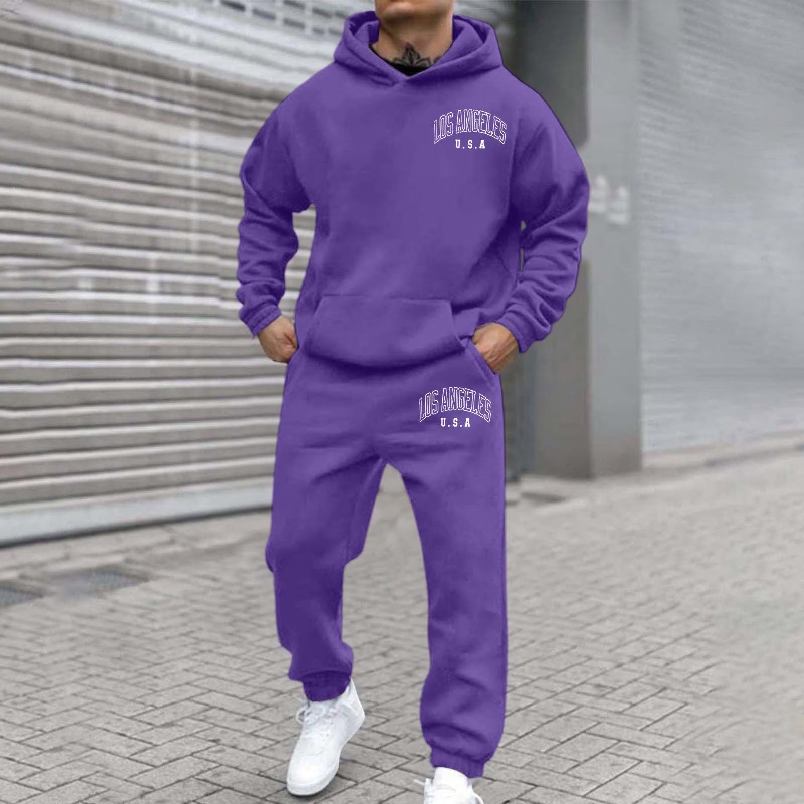 Barirah Racewear Unisex Fleece Hoodie & Jogger Tracksuit Set | Premium Pullover Hoodie with Sweatpants | Casual Streetwear Lounge Wear | Purple
