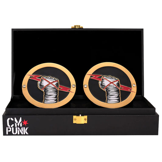 CM Punk Replica Championship Side Plate Box Set – Gold Finish WWE Collectible