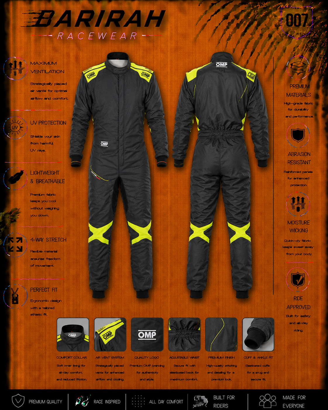 OMP Style Go-Kart Racing Suit Digital Printed Custom Designed