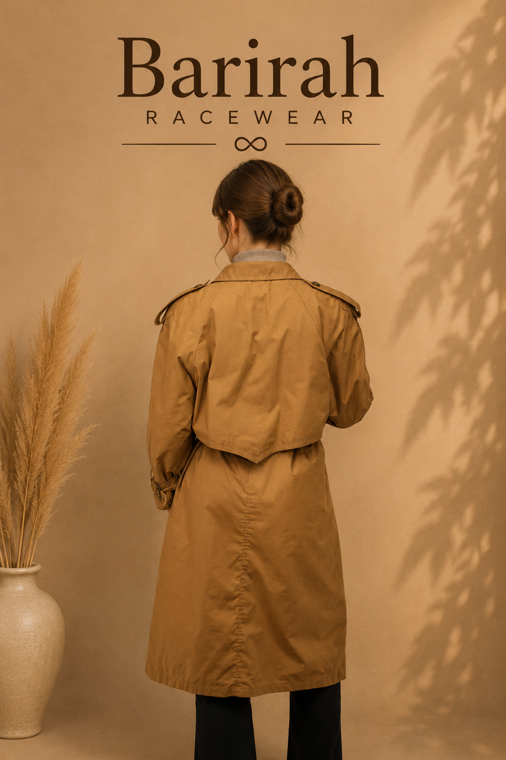 Barirah Racewear Women’s Classic Belted Trench Coat – Camel Brown