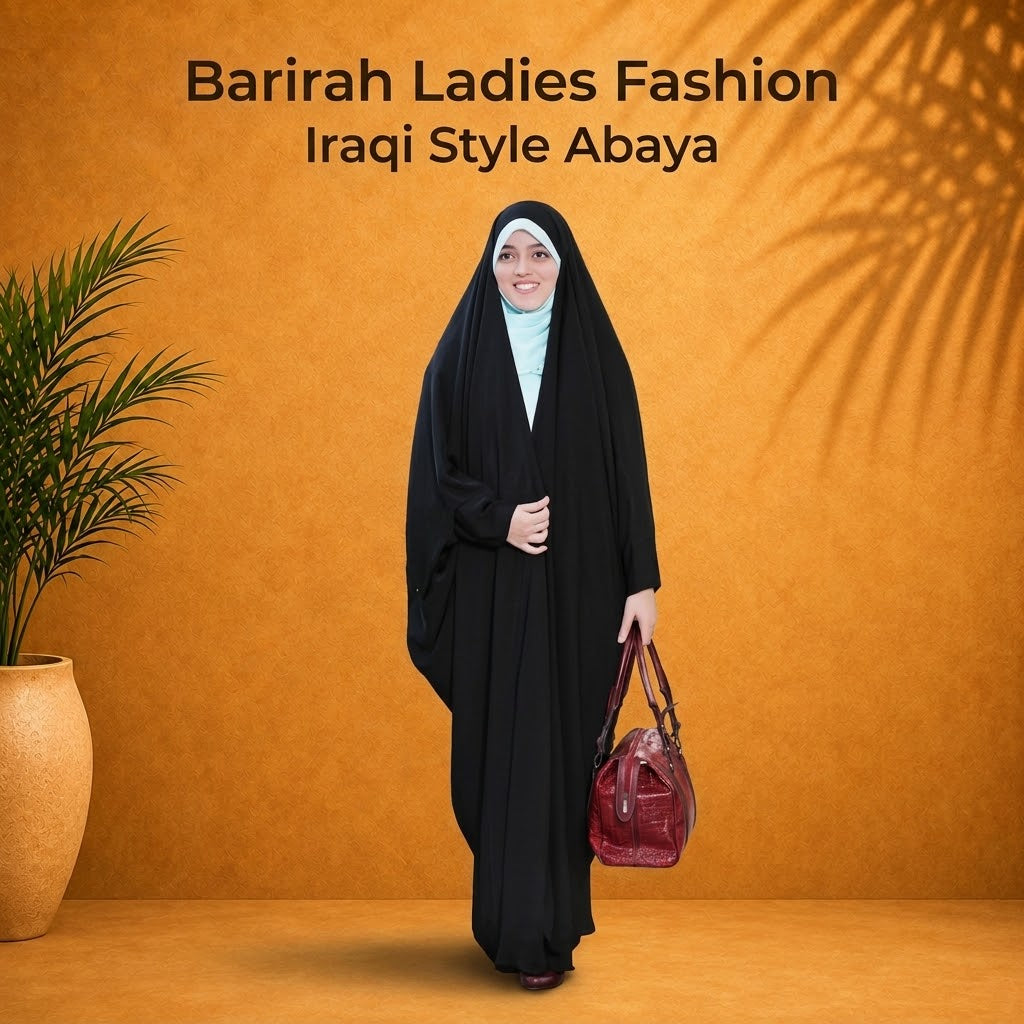 Elegant Iraqi-Style Women’s Black Nida Abaya