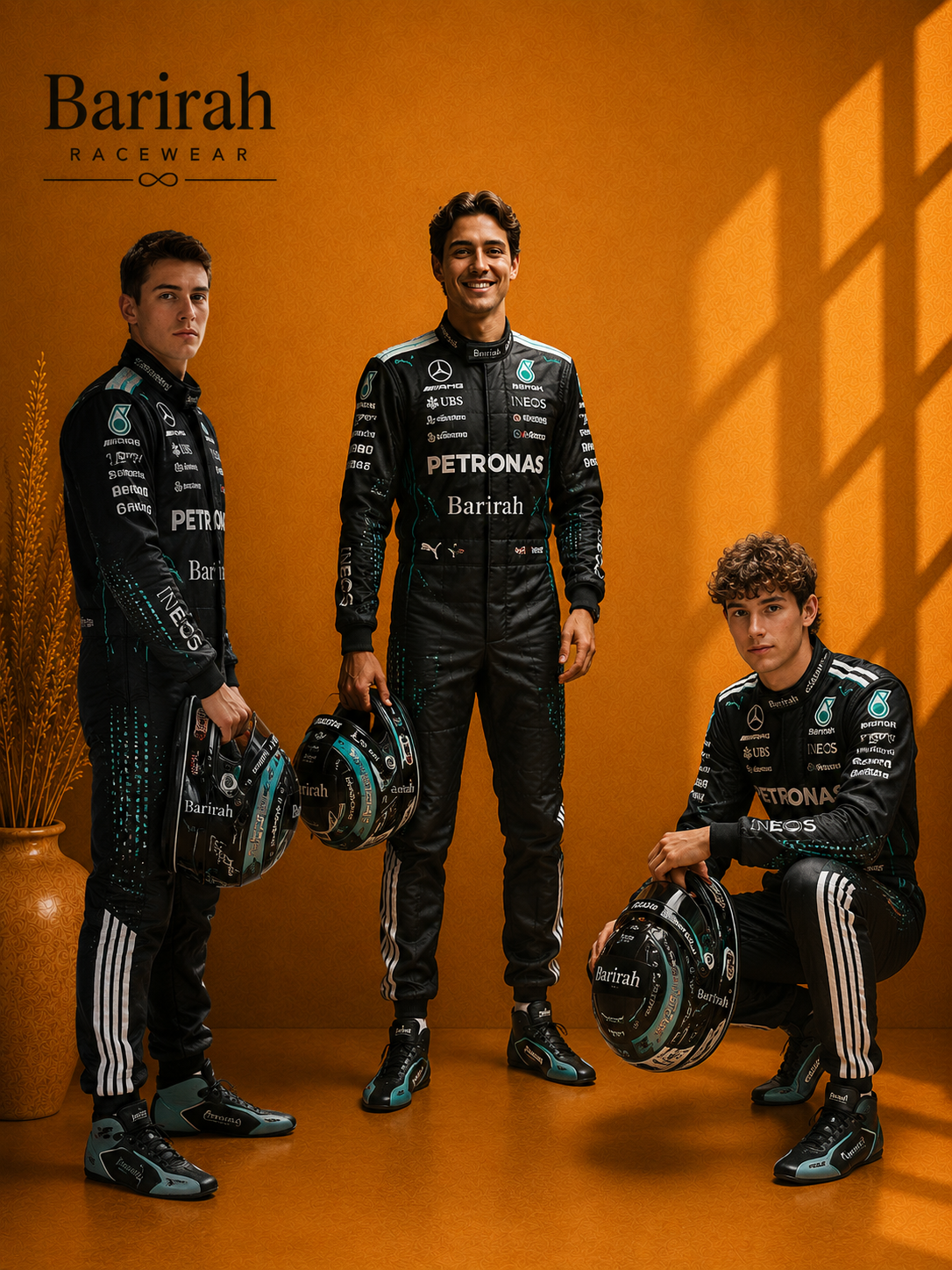 George Russell Mercedes F1 suit with team