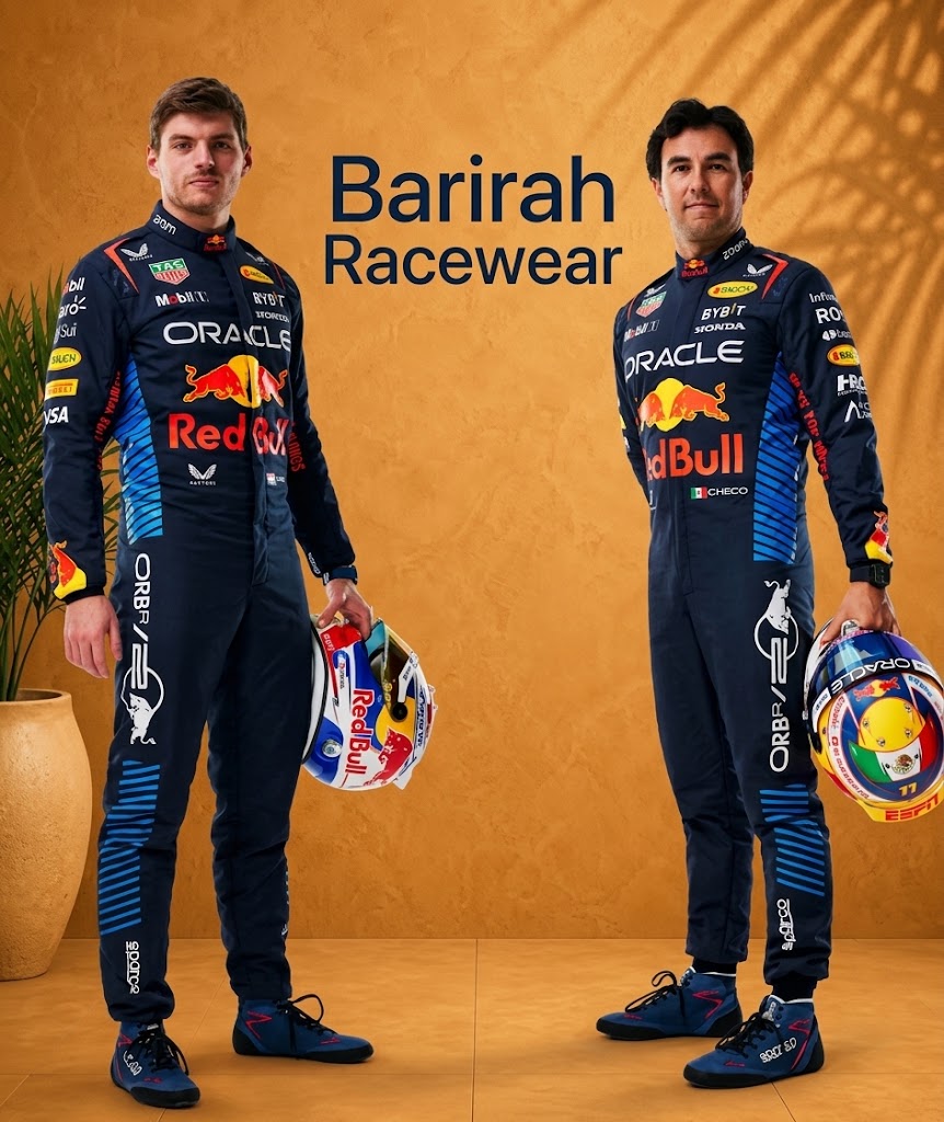 Max Verstappen and Sergio Pérez-inspired go-kart racing suit