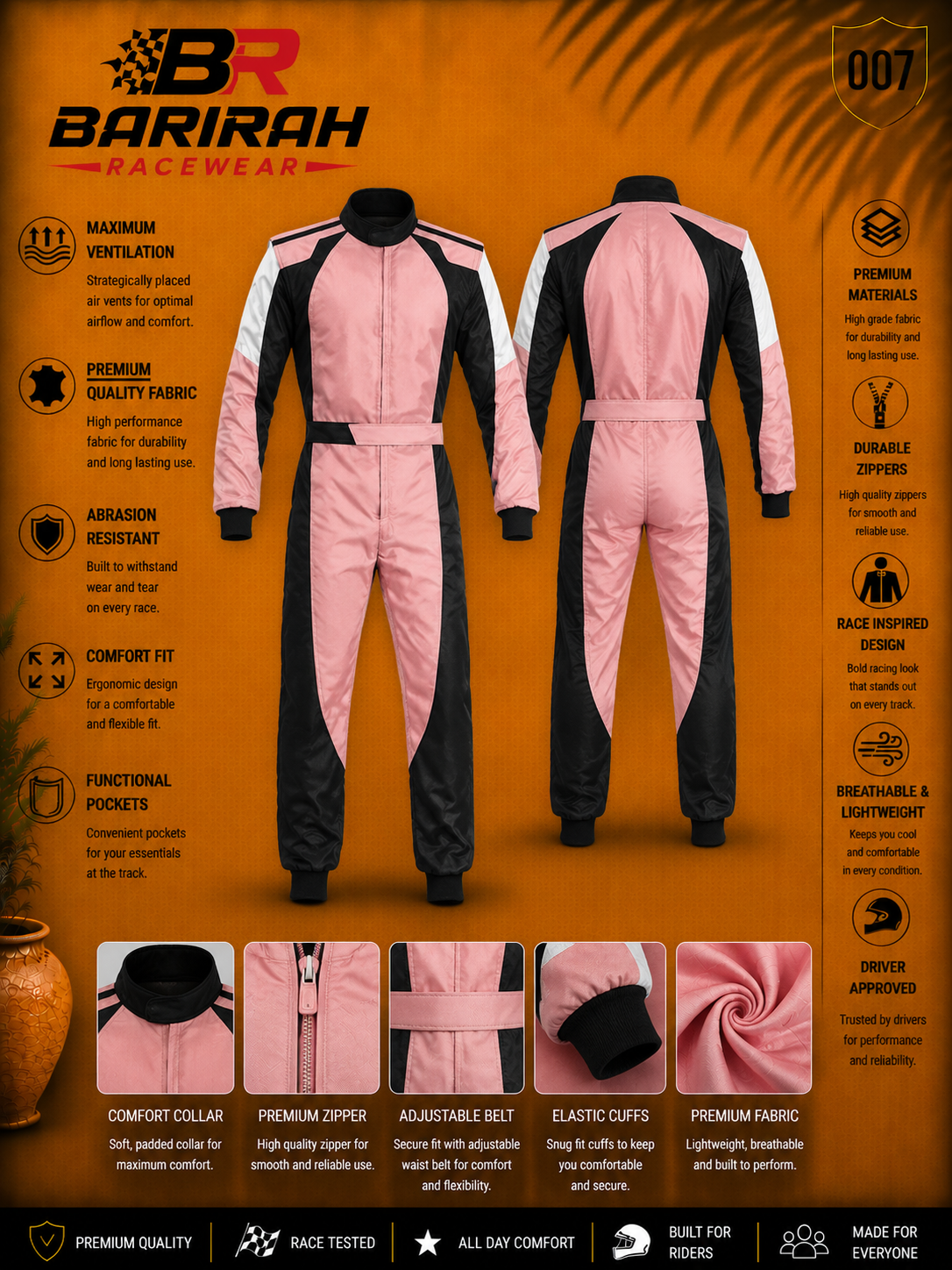 Go-Kart Racing Suit for women Barirah Racewear