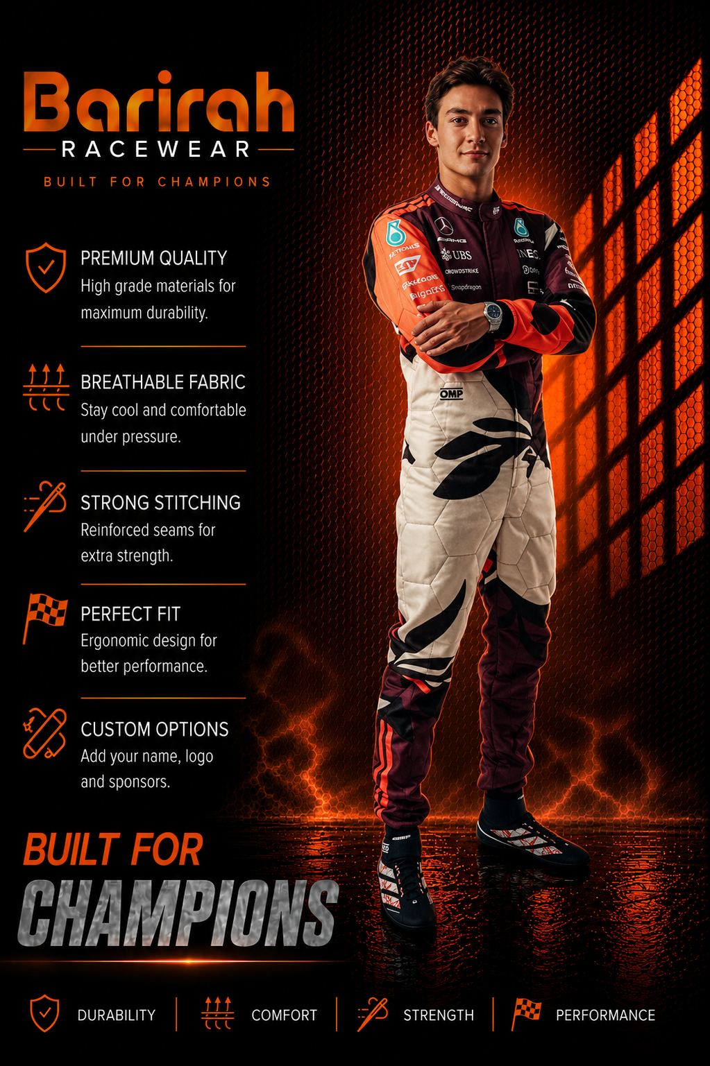 2025 George Russell Mercedes AMG Petronas F1 Race Suit
