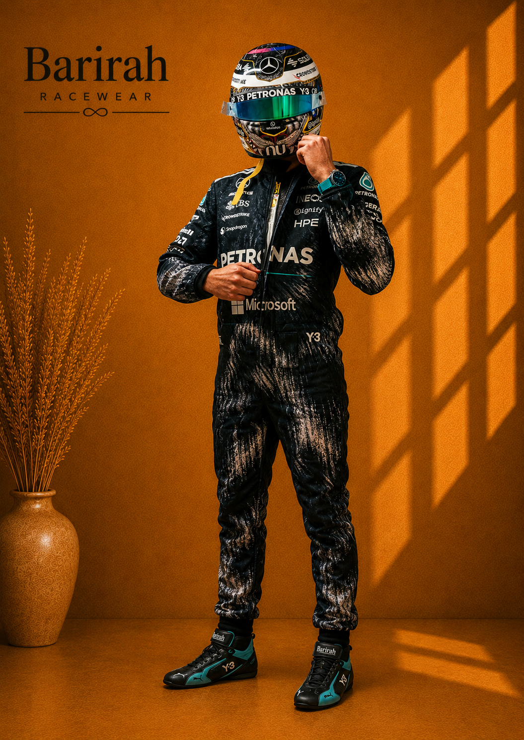George Russell Mercedes F1 suit with team
