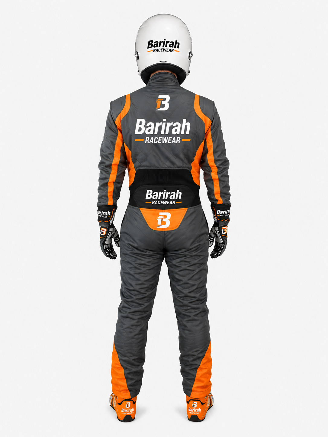 Barirah Racewear Premium Racing Suit – Professional Karting & Motorsport Driving Suit | Lightweight Performance Racing Overall | Grey/Orange