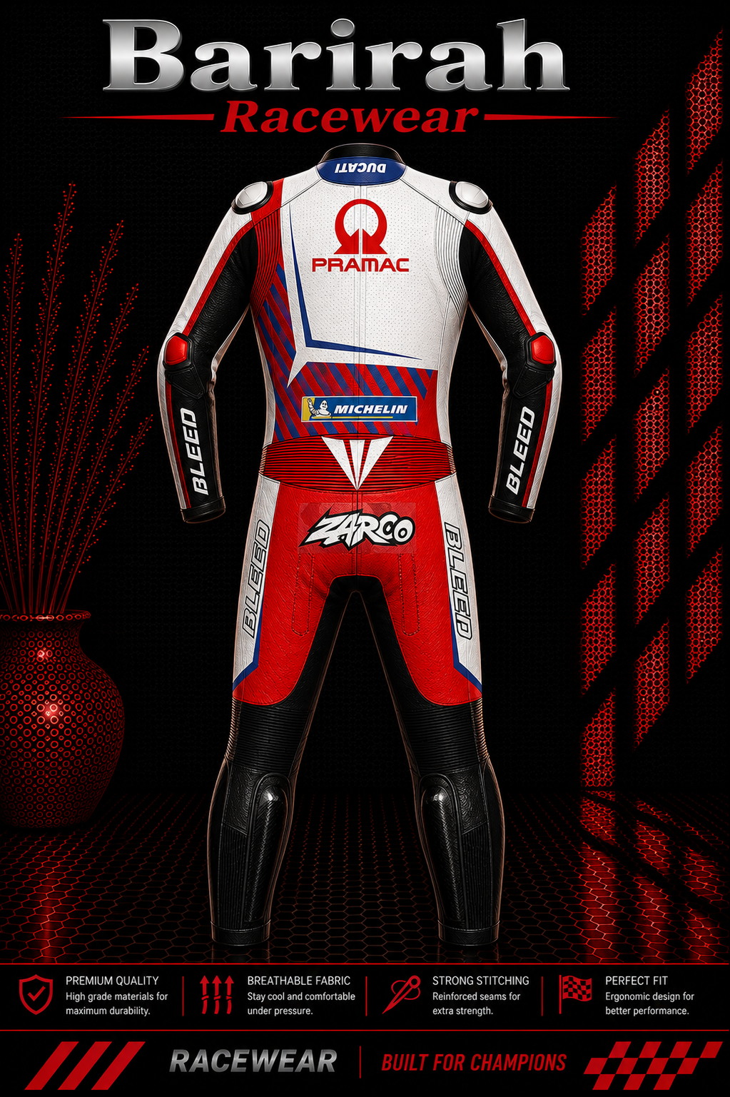 2021 Johann Zarco Pramac Ducati MotoGP Leather Race Suit